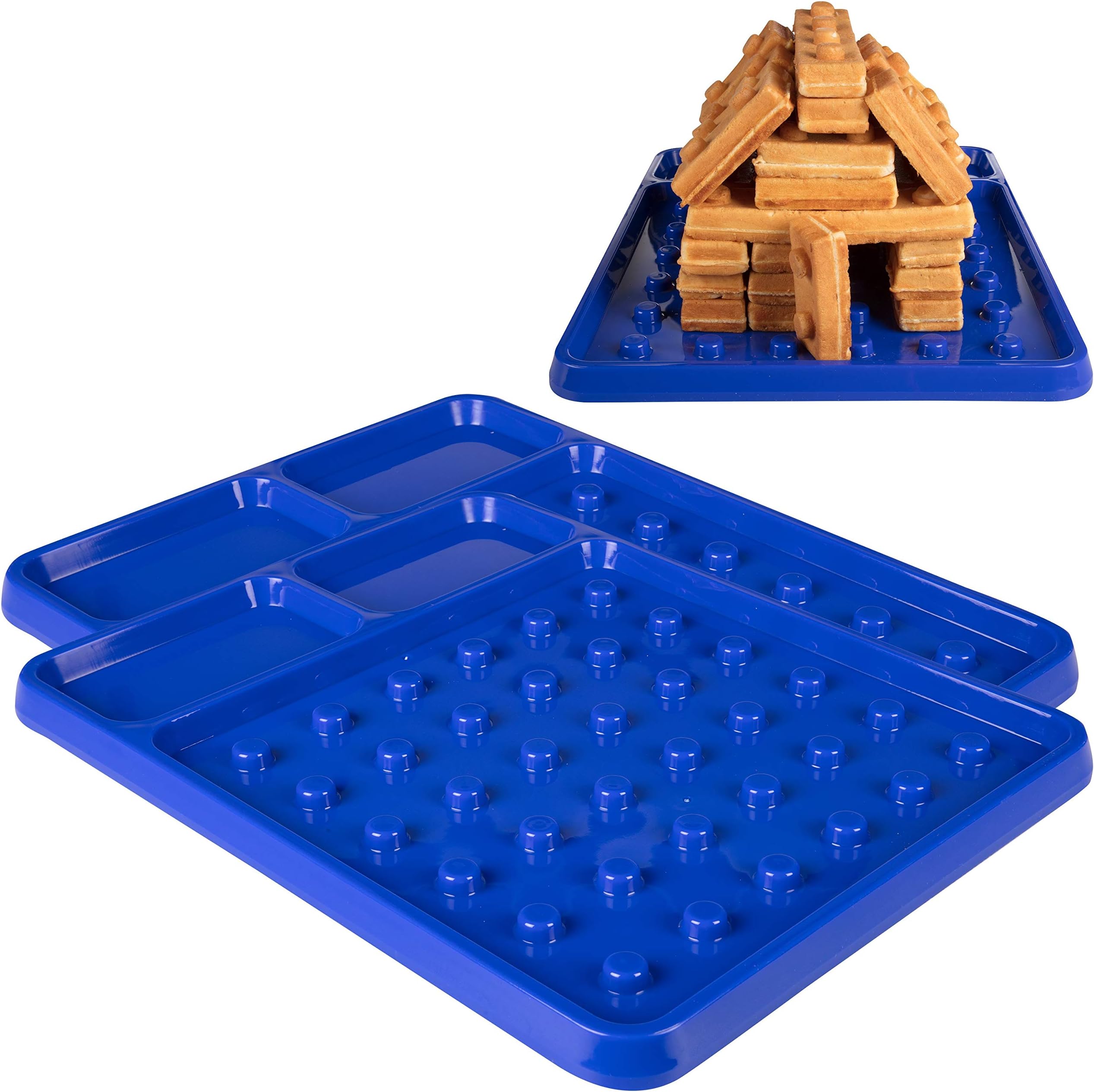 CucinaPro Brick Building Construction Eating Plate (2 Pack) - Stack & Build Your Brick-Shaped Waffles on Fun Novelty Plate - Fun Gift for Kids & Adults, Waffle Maker Not Included