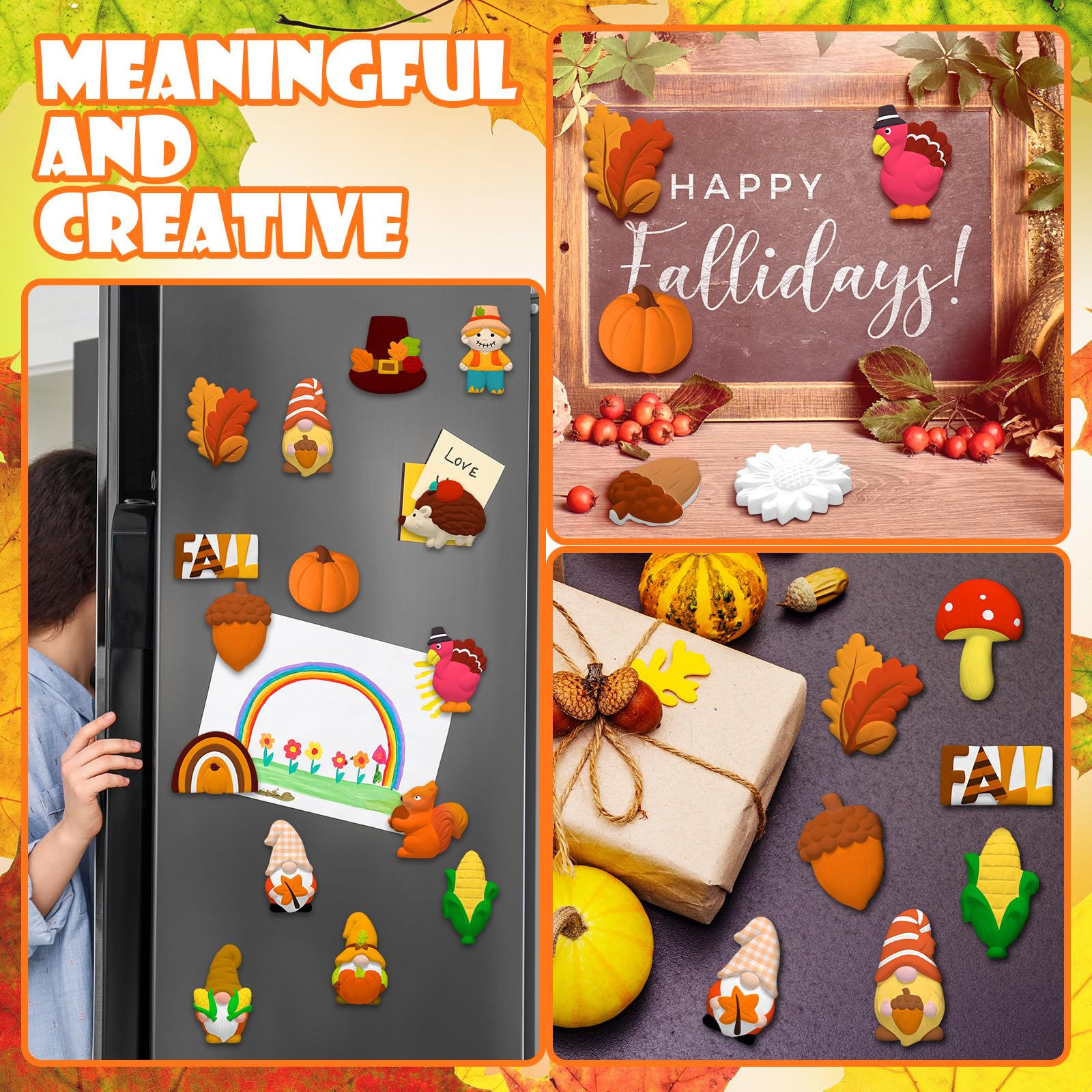 Simgoing 24 Sets Herbst-Keramik-Malset für Erwachsene, Thanksgiving, unlackiert, zum Bemalen Ihrer eigenen Figuren, DIY, fertig zum Bemalen, Keramik, Malerei, Basteln, Kunst- und Bastelset mit weichen