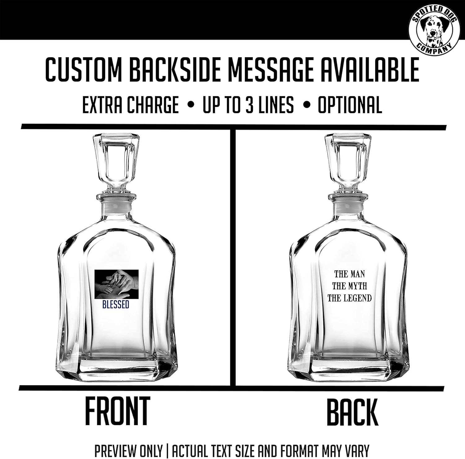 Personalized Printed 23oz Whiskey Decanter With 2 Glasses, Custom Photo Gift, Retirement, Anniversary, Housewarming, Customized Bourbon Gifts for Men, Scotch Birthday Gifts,Him,Dad, OG Picture Image