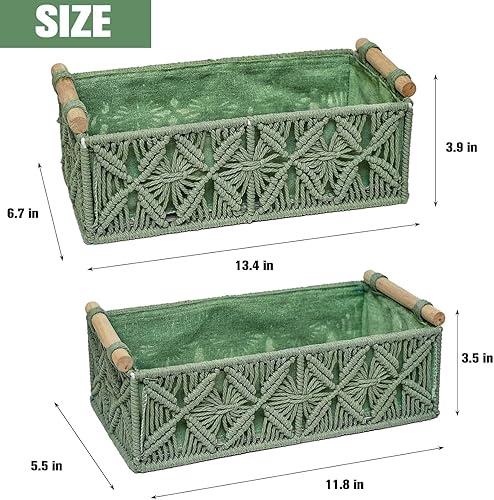 Miniatura 7 de HOSROOME Cestas decorativas bohemias de macramé para organizar, cesta decorativa tejida para encimera, cesta de papel higiénico para camiseta sin
