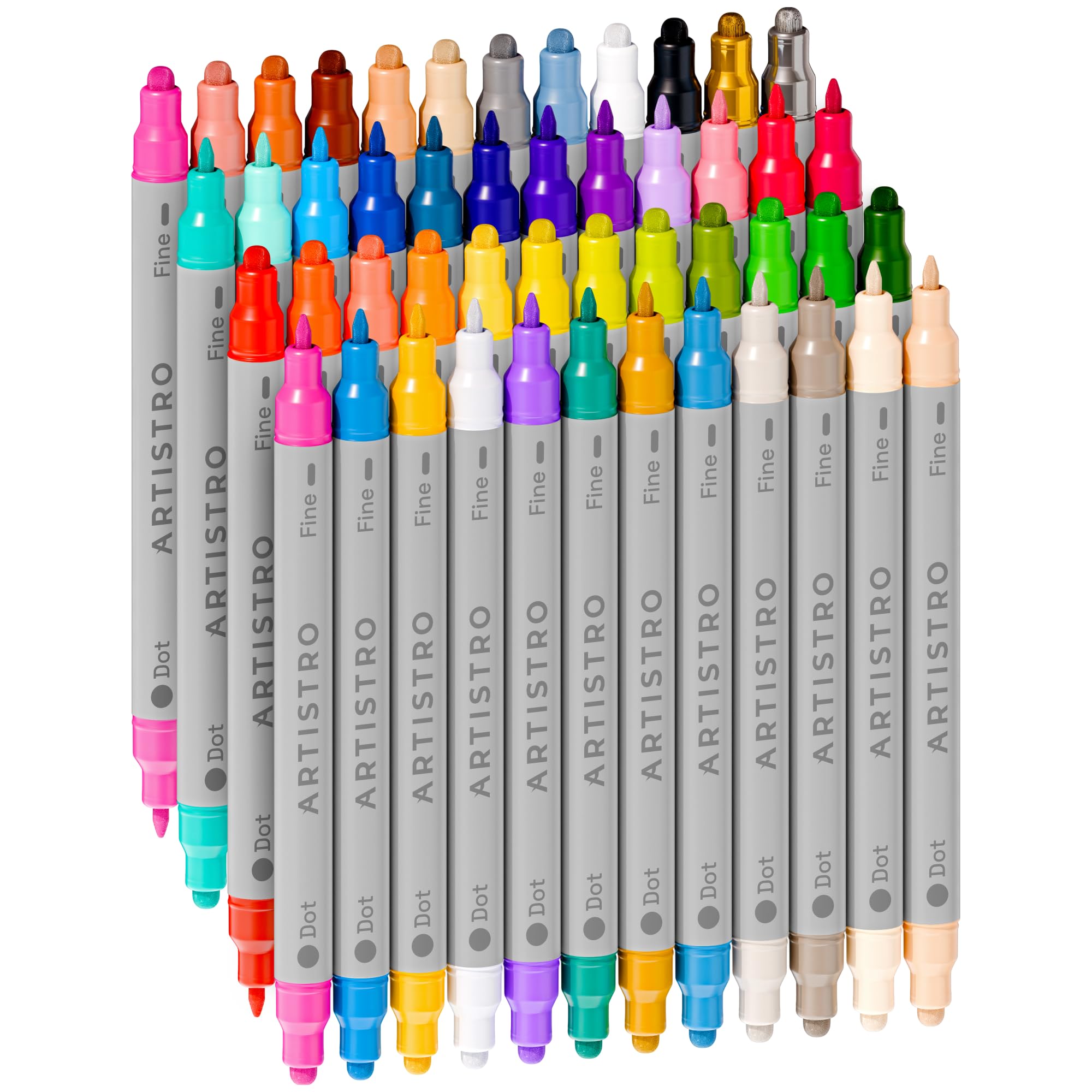 ARTISTRO Acrylic Paint Pens, Art Set Acrylic Paint Markers, Fabric Markers for Textile, Canvas, Rock, Glass, Wood, Paper, Pumpkin, DIY, Paint Markers for Kids and Adults (Extra Fine Tip) (48)