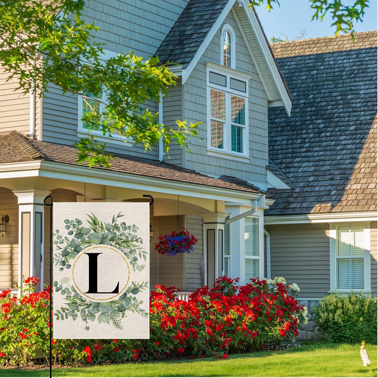 wyooxoo Monogram Letter L Floral Garden Flag 12x18 Inch Double Sided Outside Outdoor Family Last Name Initial Yard Flag - Image 3