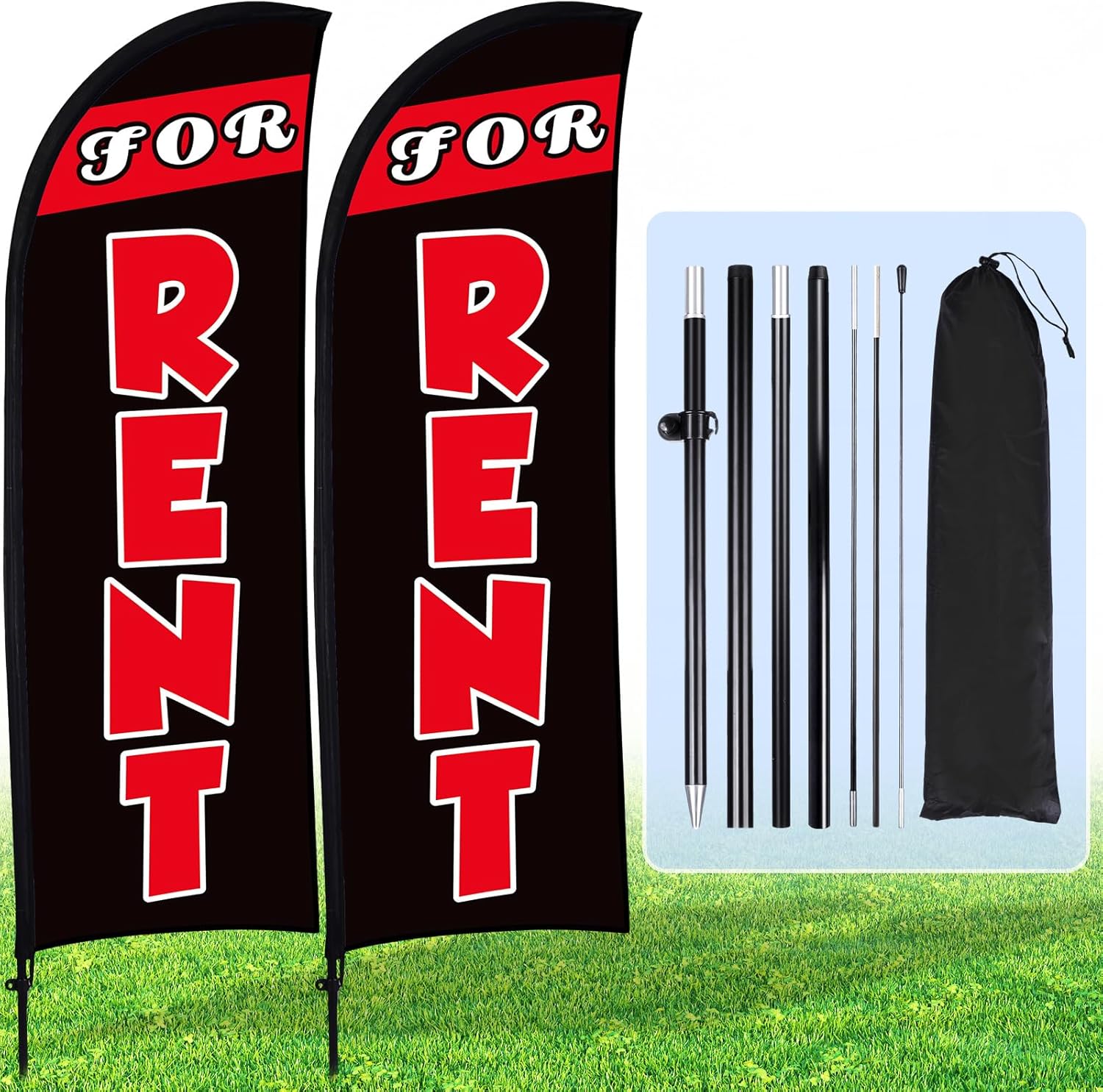 Amazon.com: Buryeah 2 Sets FOR RENT Feather Flag Kit 7 x 5.4 ft FOR ...