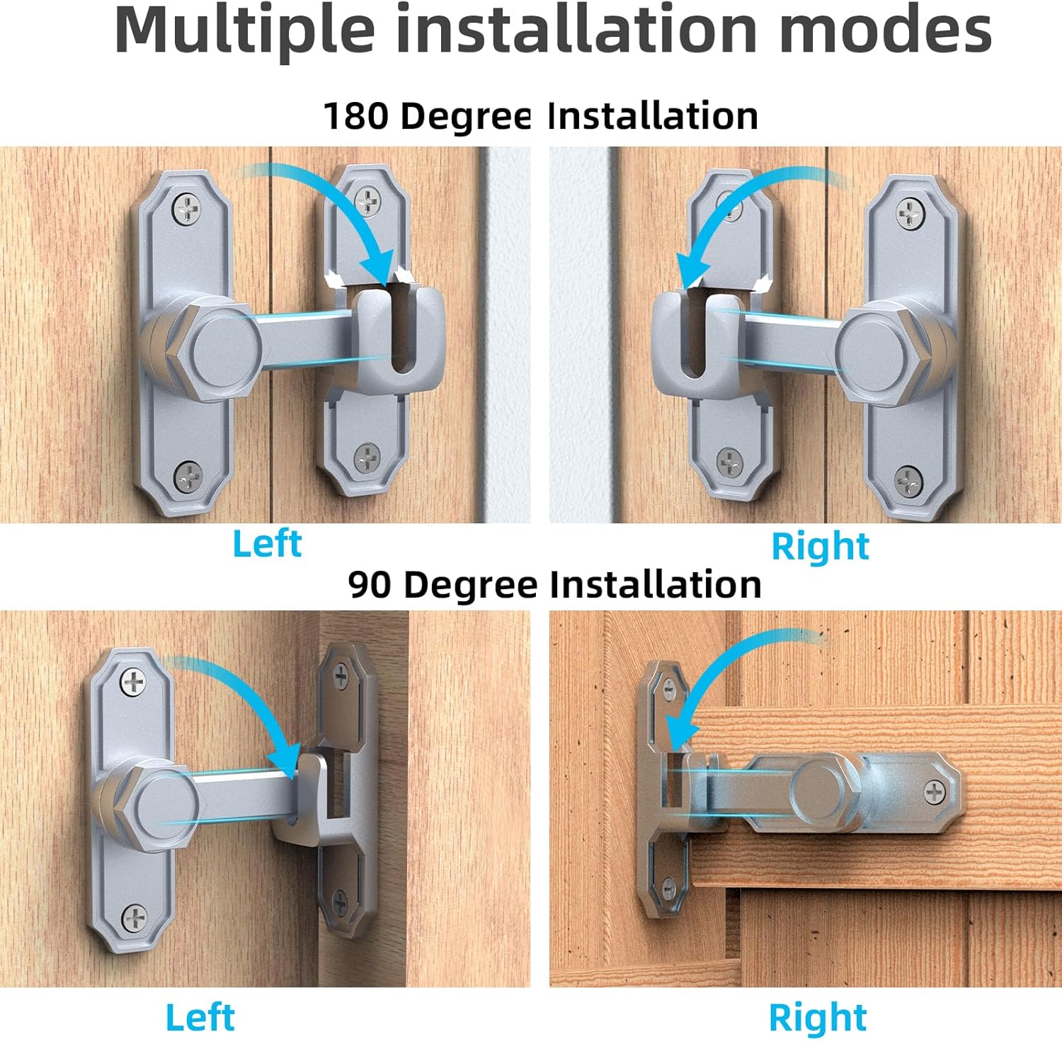 90/180 Degree Locks for Barn Doors, Sliding Barn Door Lock Hardware, Flip Gate Latches for Barn, Garden Door, Bathroom Door, Outdoor Door, Garage Door