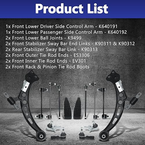 Miniatura 3 de Brazo de control, 14 piezas de suspensión delantera e inferior, kit de rótulas, barra estabilizadora delantera y trasera, barra estabilizadora,