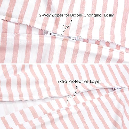 Miniatura 4 de PHF Saco de dormir para bebé de 12 a 18 meses, paquete de 3 mantas 100% algodón para bebé, cremallera de 2 vías de 0.5 TOG, cómodo saco de dormir