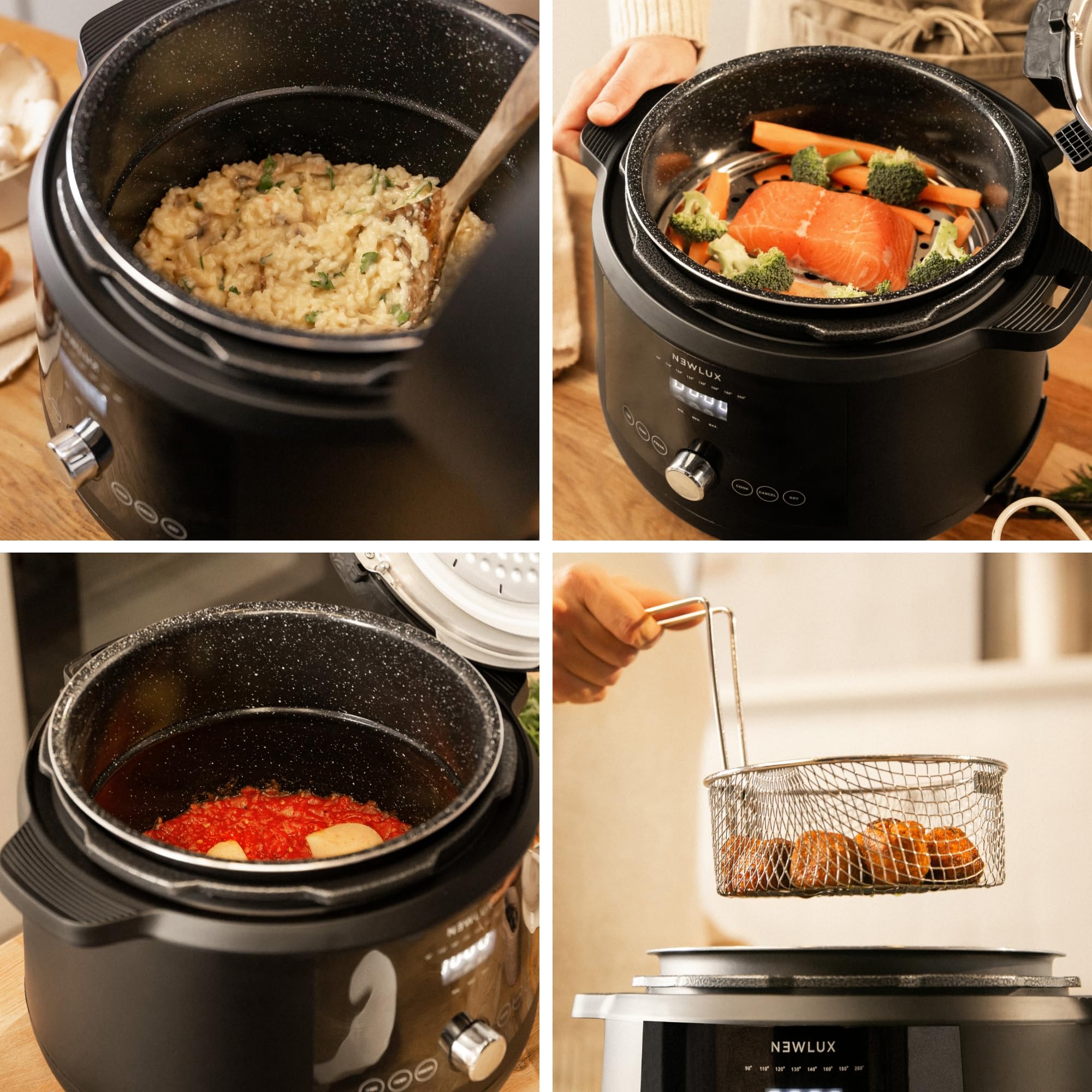 NEWLUX - Mijoteuse Électrique 6L SmartChef V600 (1200W), Robot Cuisine avec 4 Niveaux de Pression (90 kpa) et 17 Programmes. Slow Cooker programmable 24h avec Vapeur 2 Niveaux