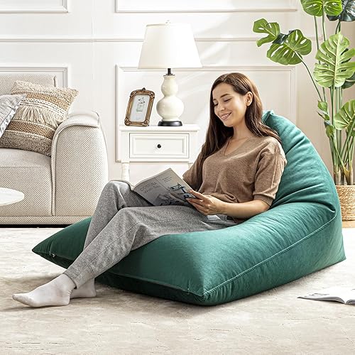 Miniatura 2 de Nobildonna Funda para puf de 4 pies (sin relleno) para adultos, funda de terciopelo extra grande de alta calidad de 400 litros, puf lavable sin