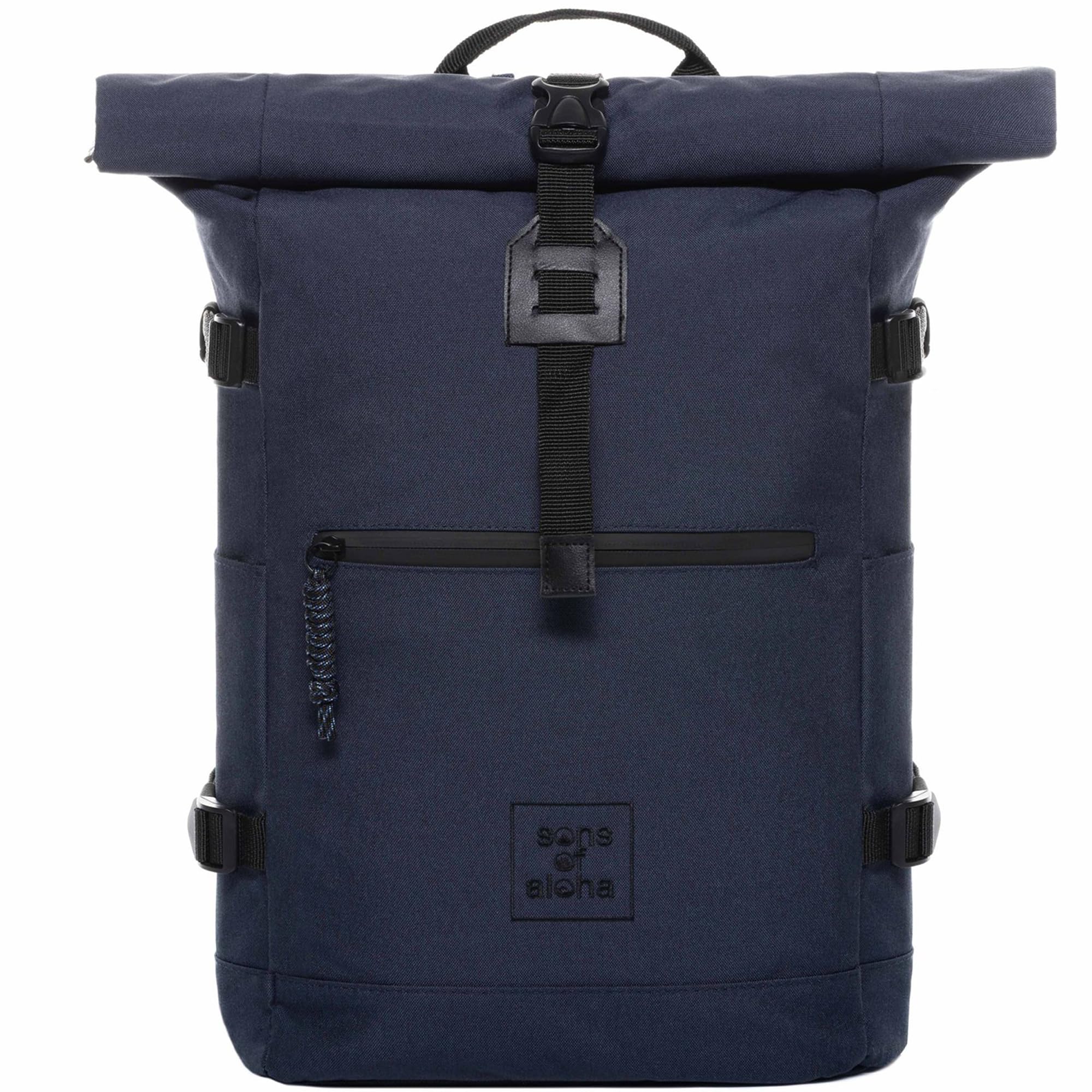 SONS OF ALOHA Rucksack KANE Roll-Top Kurierrucksack XL groß - PET recycelt, wasserabweisend - Wander-Rucksack Laptop-Fach 15 Zoll blau