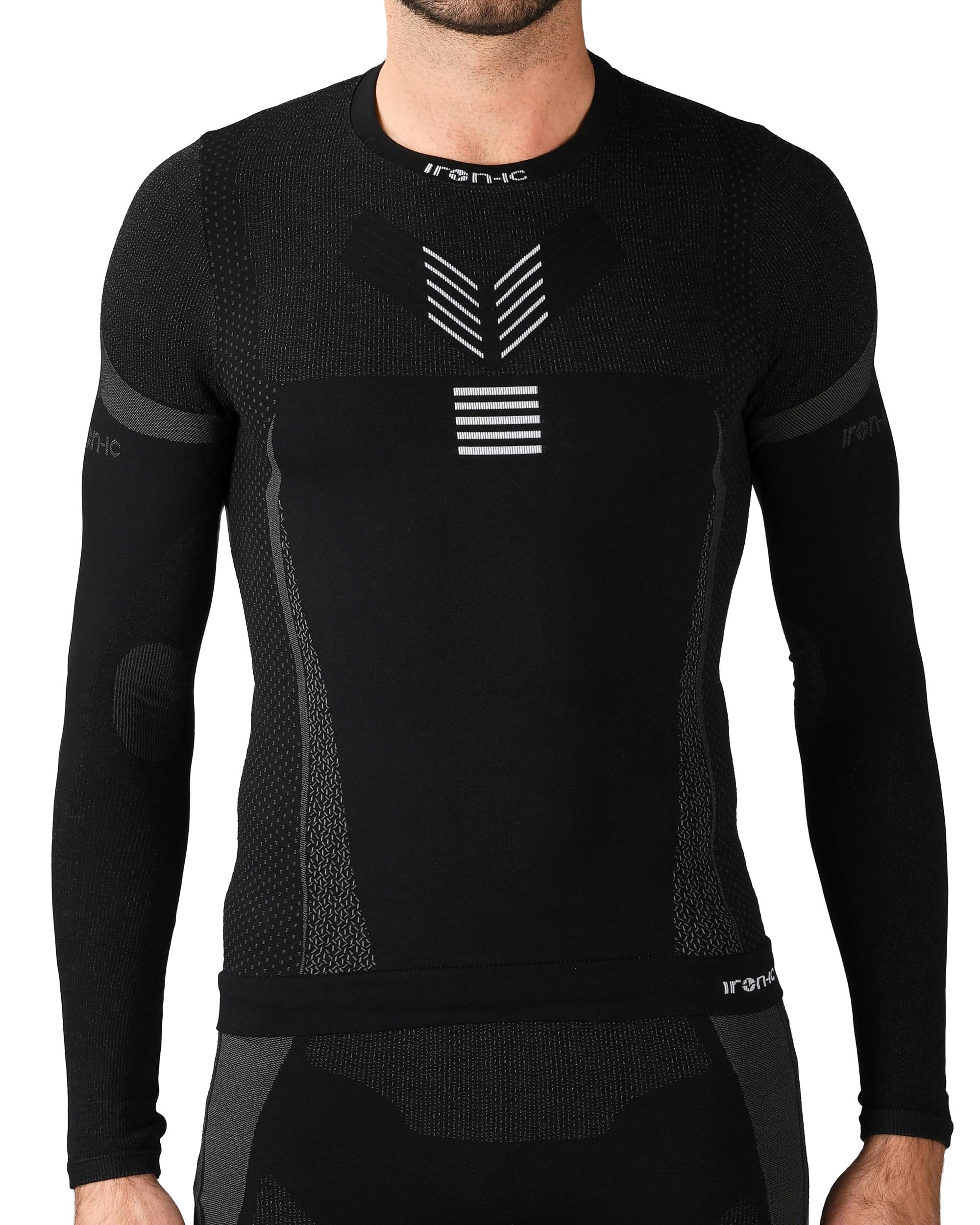 Iron-Ic - T-Shirt Uomo Maniche Lunghe Thermic Seamless Leggera e Traspirante con Zone Ventilate - Fitting Slim Compression - Art. 201658
