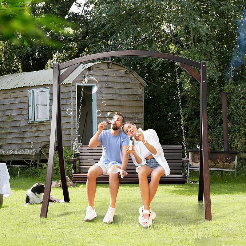 VINGLI 2026 Upgraded 5 FT Wooden Porch Swing, 880 LBS Heavy Duty, Rustic image 6