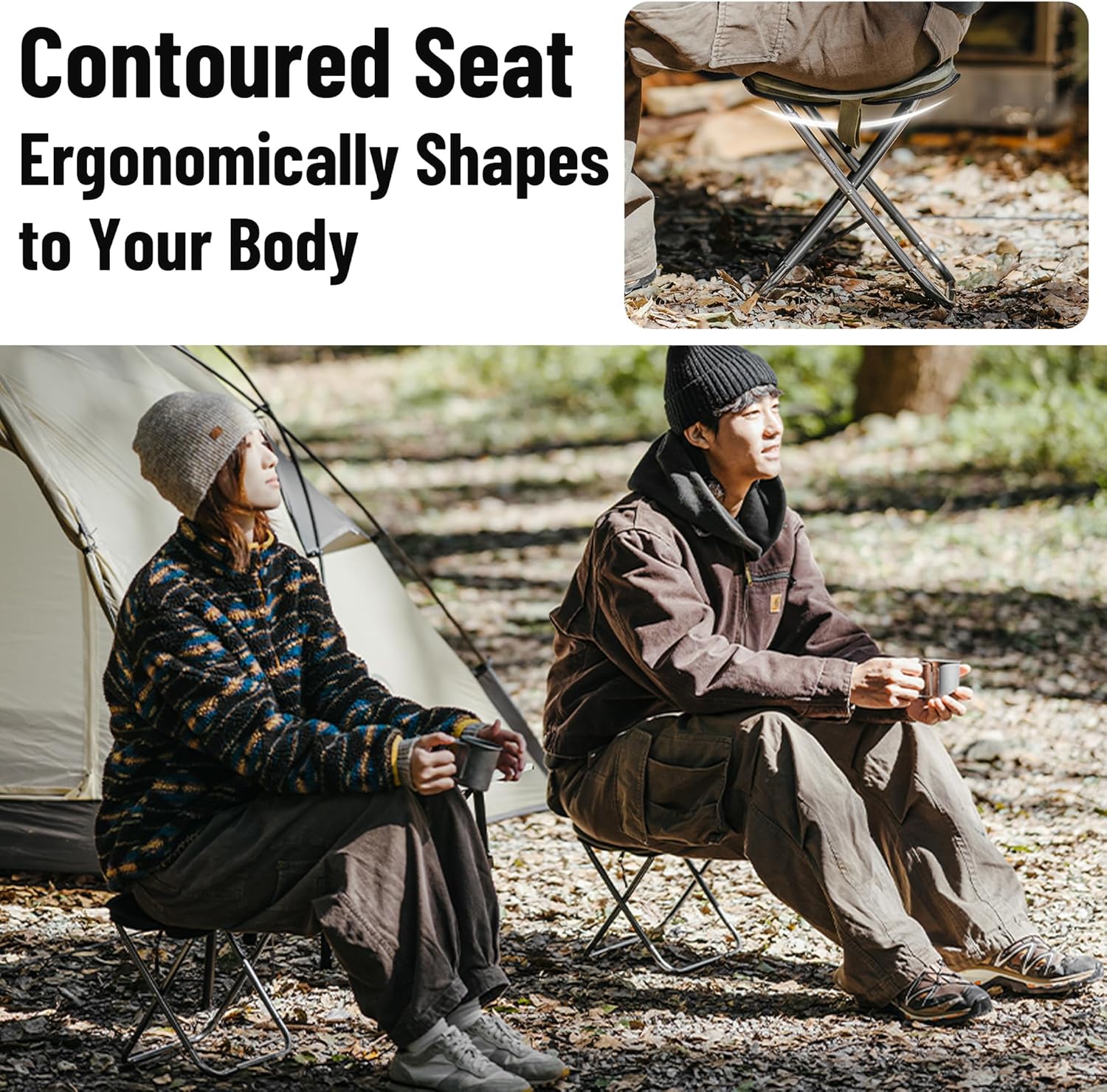 Naturehike 11in Ultralight Camping Folding Stool - Supports 390lbs, 0.72lb Compact Portable Stool, 7075 Aluminum Alloy & 600D Oxford Pocket Chair for Adult Backpacking, Fishing, Sports Events