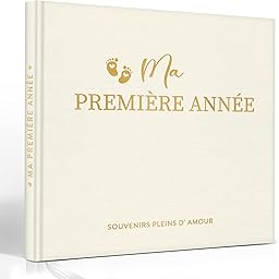 Hyggartn Album de Naissance Bébé 84 Pages avec Autocollants – Journal de la Première Année à Remplir avec Photos, Textes et Jalons Importants, Cadeau Fille Garçon (lin beige)
