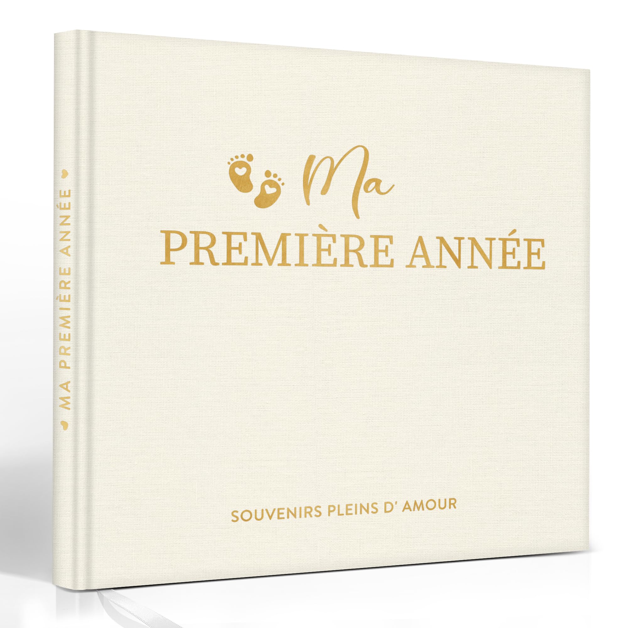 Hyggartn Album de Naissance Bébé 84 Pages avec Autocollants – Journal de la Première Année à Remplir avec Photos, Textes et Jalons Importants, Cadeau Fille Garçon (lin beige)