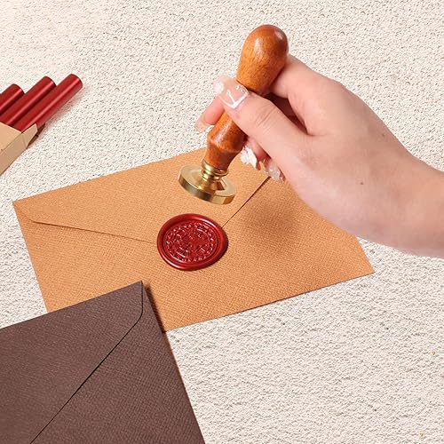 Miniatura 7 de SHOWIN Pistola de pegamento rosa para sello de cera, rosa metálico, ideal para invitaciones de boda, sobres de tarjetas, correos de caracol,