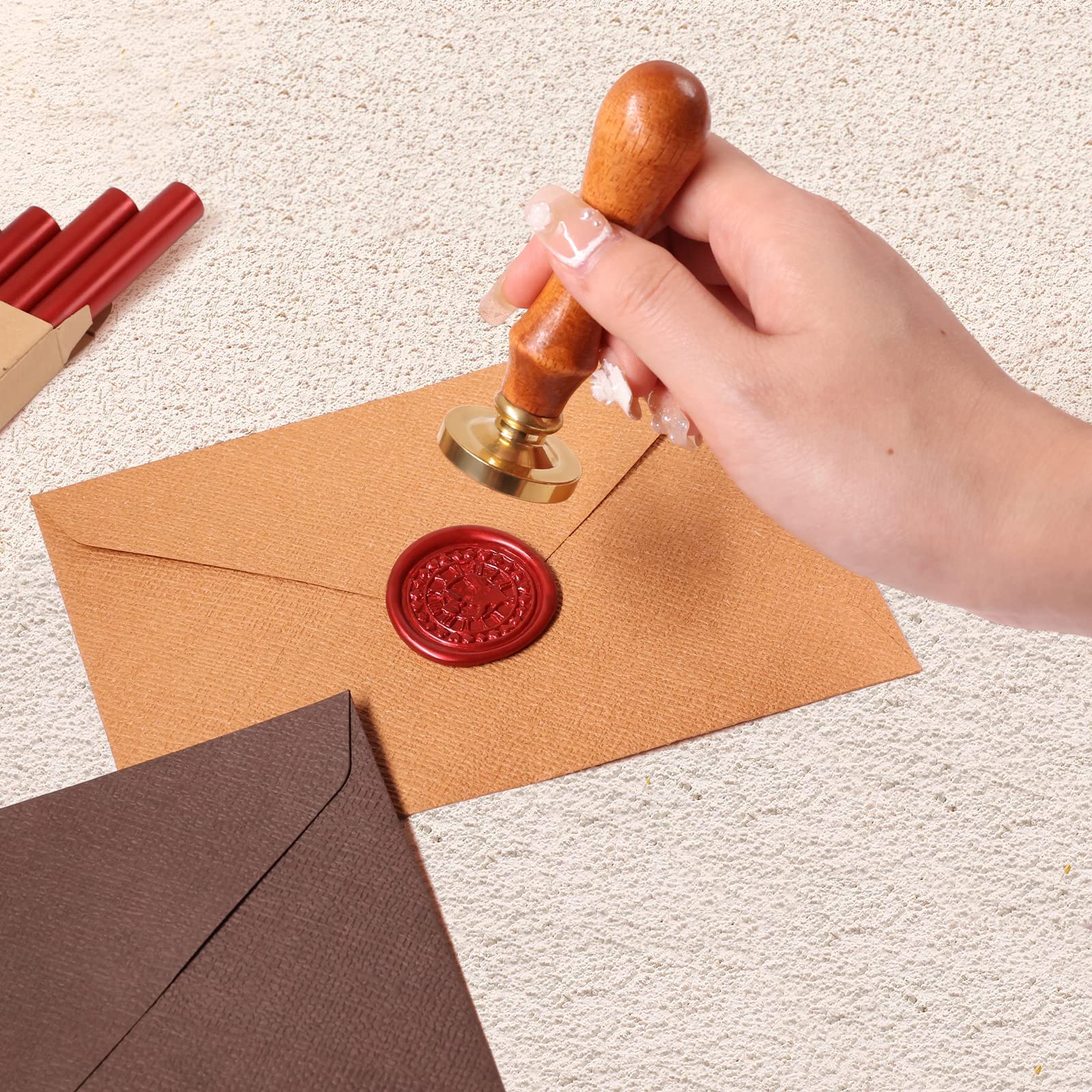Varillas de cera para sello de cera, oro antiguo metálico, ideal para invitaciones de boda, sobres de tarjetas, correos de caracol, paquetes de vino, ideas de regalo de Navidad, paquete de 10 unidades