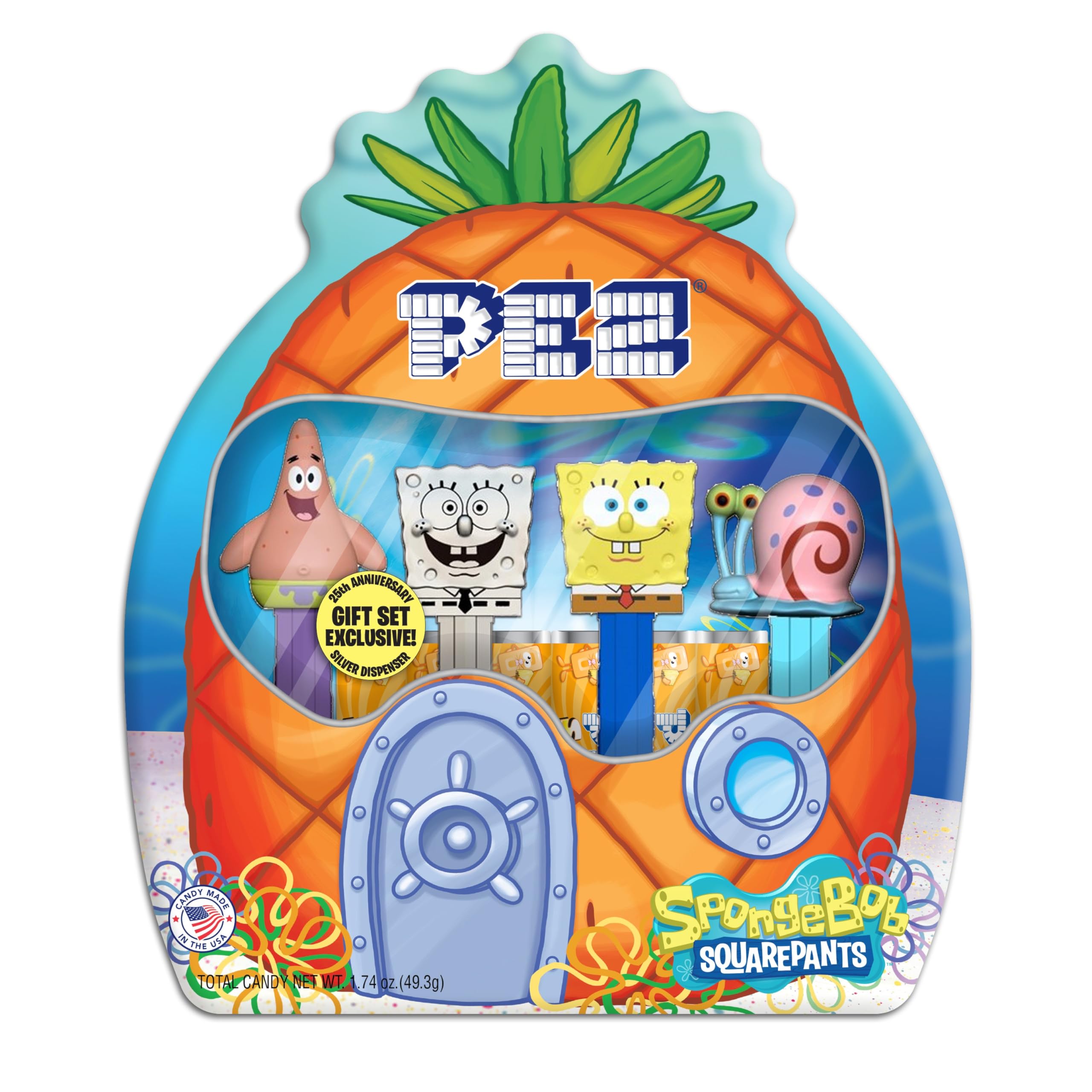 Spongebob Gift Set, Four Dispensers and Six Candy Refills in Collectible Tin