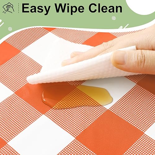 Miniatura 5 de misaya 3 paquetes de manteles desechables de búfalo, mantel de plástico impermeable de 54 x 108 pulgadas, manteles rectangulares a cuadros blancos y