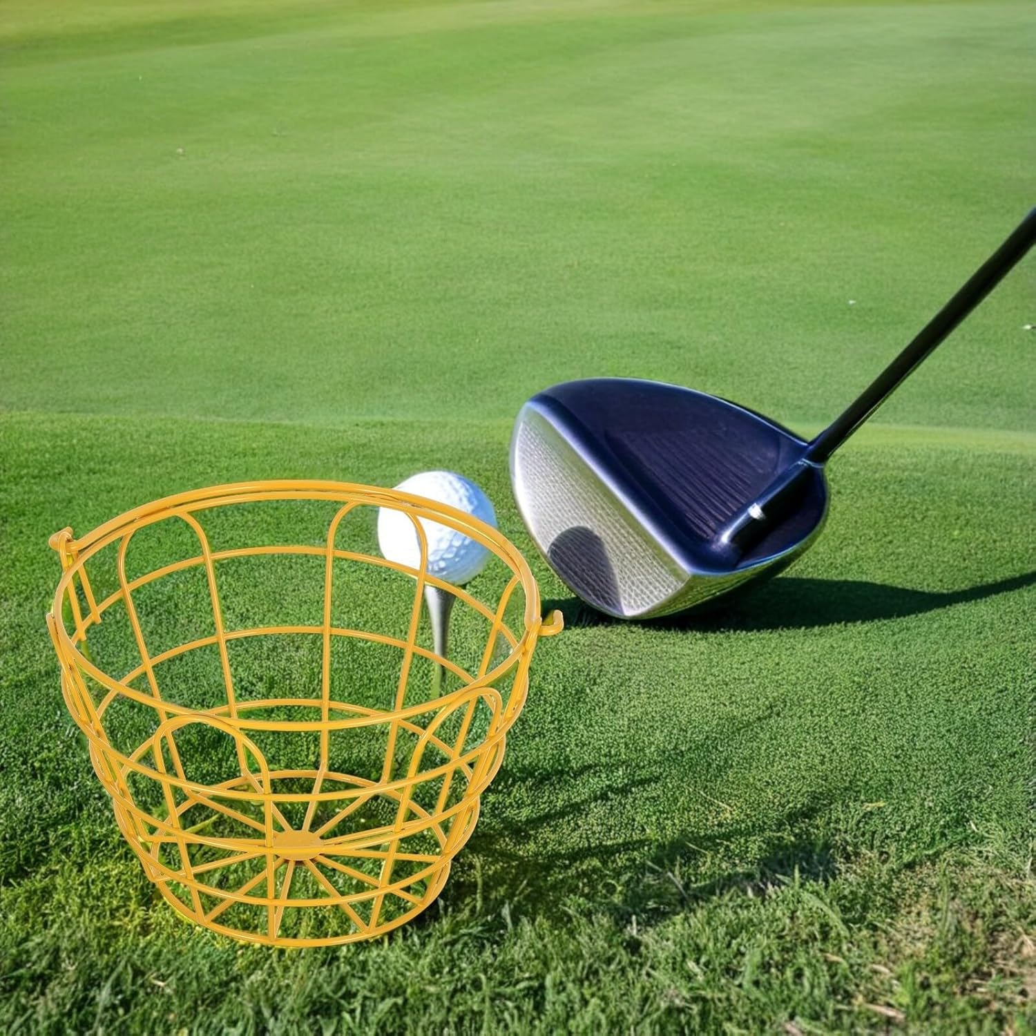 PRETYZOOM Golf Ball Basket and Organizer Bucket with Handle Stainless Steel Golf Ball Container Portable Practice Training Basket for Golfers and Outdoor Use