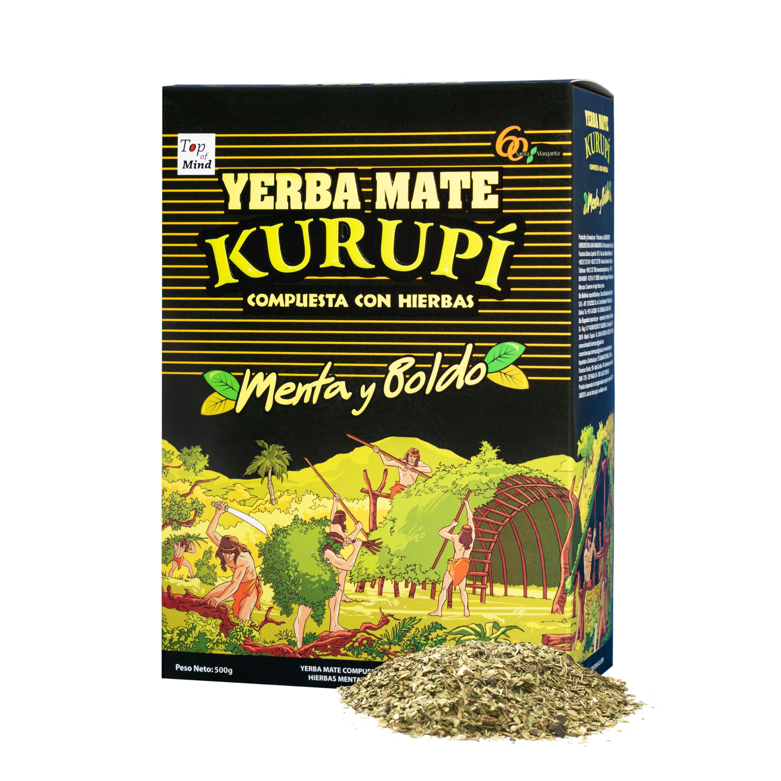 Kurupi Yerba Mate with Mint & Boldo 500 g (1.1 lb) | Paraguayan Herbal Loose Leaf Blend | Refreshing Natural Mate Tea with Mint & Boldo Leaves | Gluten Free