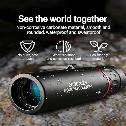 Miniatura 5 de Mini telescopio monocular, HD de alta definición 25X con revestimiento multicapa, diseño impermeable y compacto para adultos y niños