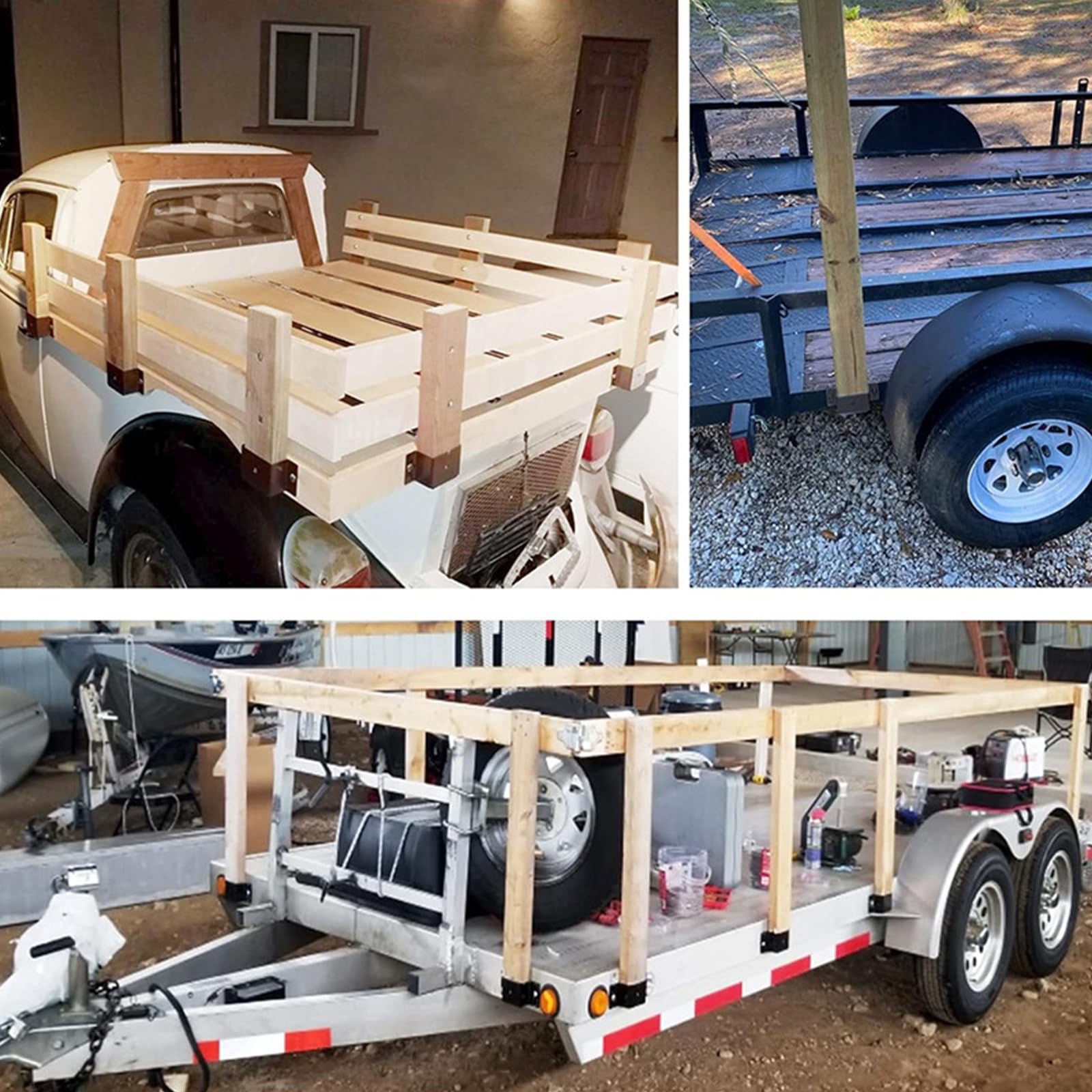 Montesy Heavy Duty Trailer Stake Pockets with Mounting Hardware Truck Bed Brackets Suitable for 2x4 Wood Panels Flatbed Trucks