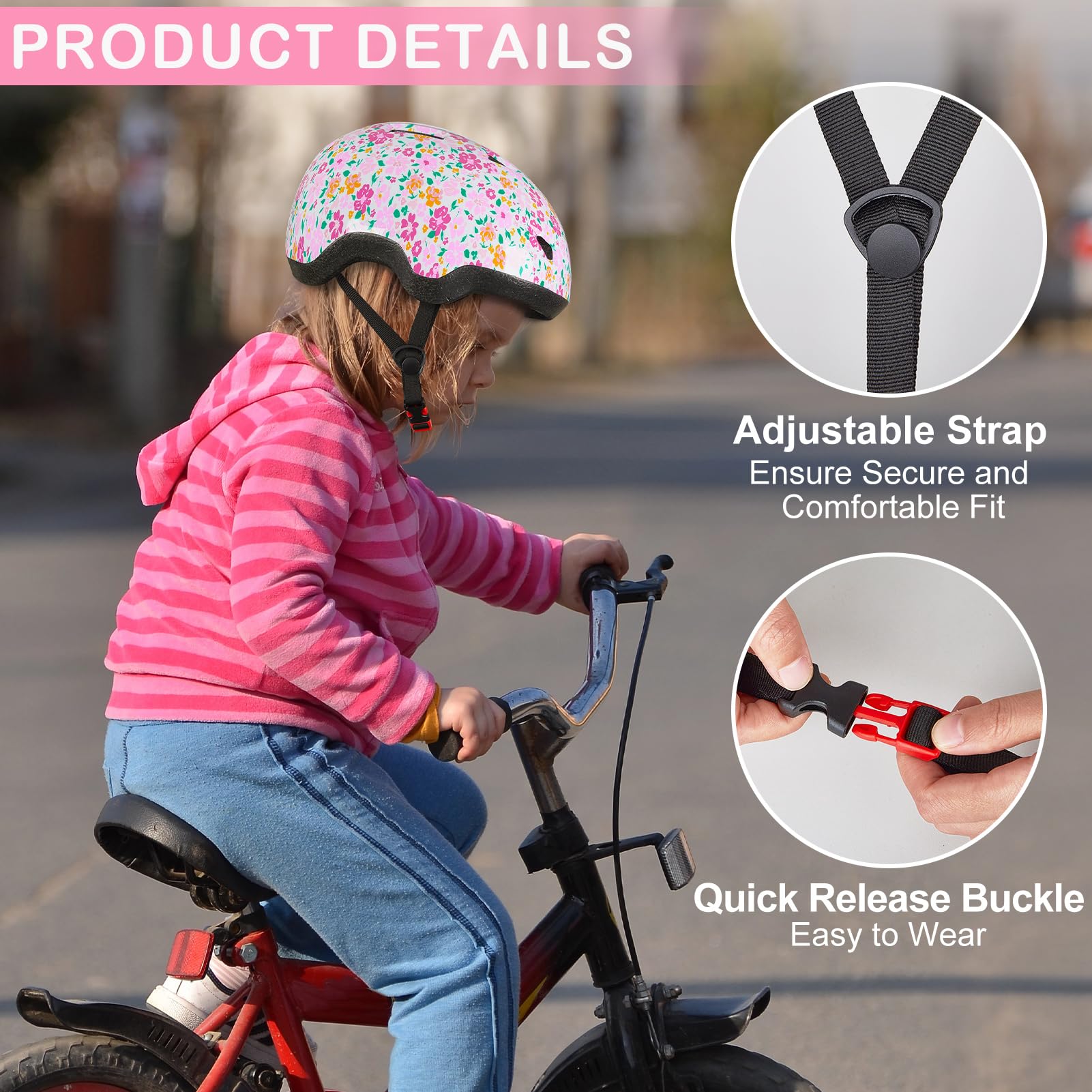 Casco de Bicicleta para niños de 1-3/2-4/3-5/5-8 años, Cascos de Bicicleta Ajustables para niños y niñas, para Scooter, patineta, Ciclismo