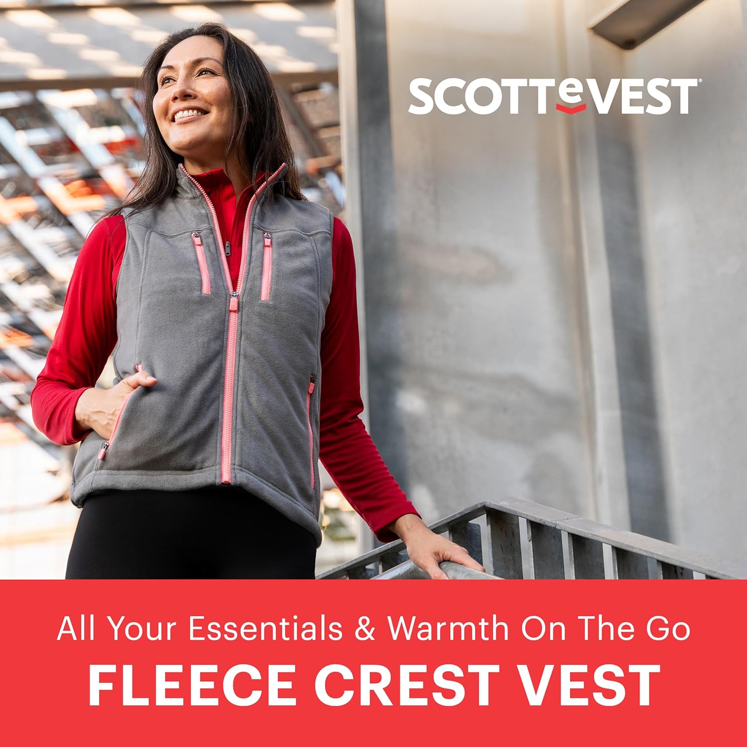SCOTTeVEST Fleece Crest Vest for Women - 15 Hidden Pockets - Warm Wrinkle Resistant for Travel & More