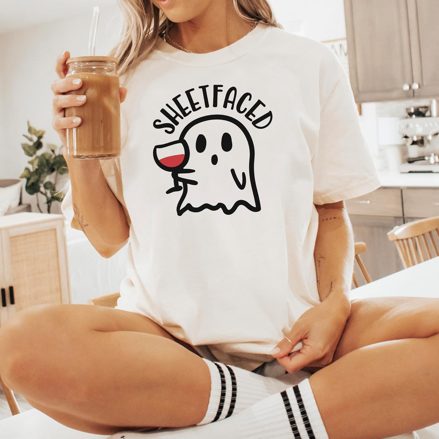 Sheetfaced Women's Halloween T-Shirt Funny Fall Wine Drinker Tee