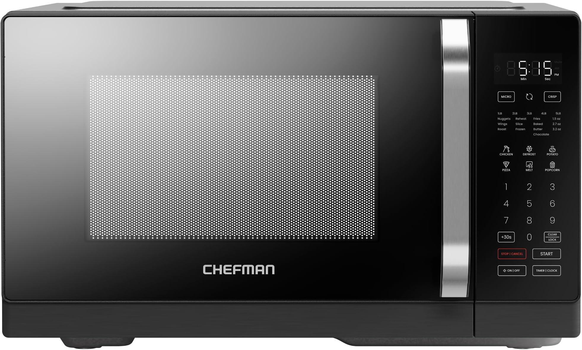 MicroCrisp Countertop Microwave Oven and Convection Oven, with Integrated Crisper, Guided Touchscreen Interface, 10 Power Levels, Mute Function, and Eco Mode, 1800W and 0.8 Cu. Ft. - Black