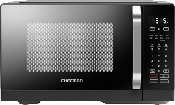 Chefman MicroCrisp Countertop Microwave Oven and Convection Oven, with Integrated Crisper, Guided Touchscreen Interface, 10 Power Levels, Mute Function, and Eco Mode, 1800W and 0.8 Cu. Ft. - Black, 0.8 Cu. Ft - MicroCrisp
