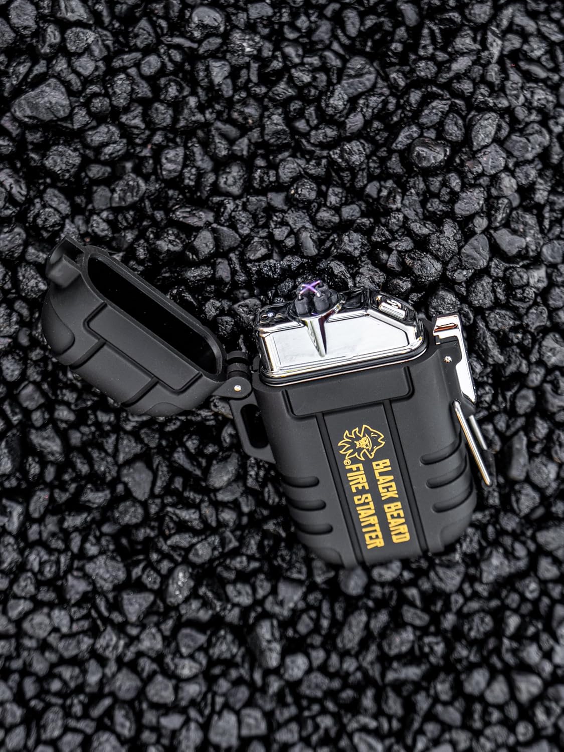 Black Beard Waterproof Arc Lighter for Camping, Hiking, Outdoor Adventure, Survival/Tactical| Rechargeable Electric Lighter via USB | Dual Arc Plasma Beam for More Heat | 300+ Ignites on Single Charge