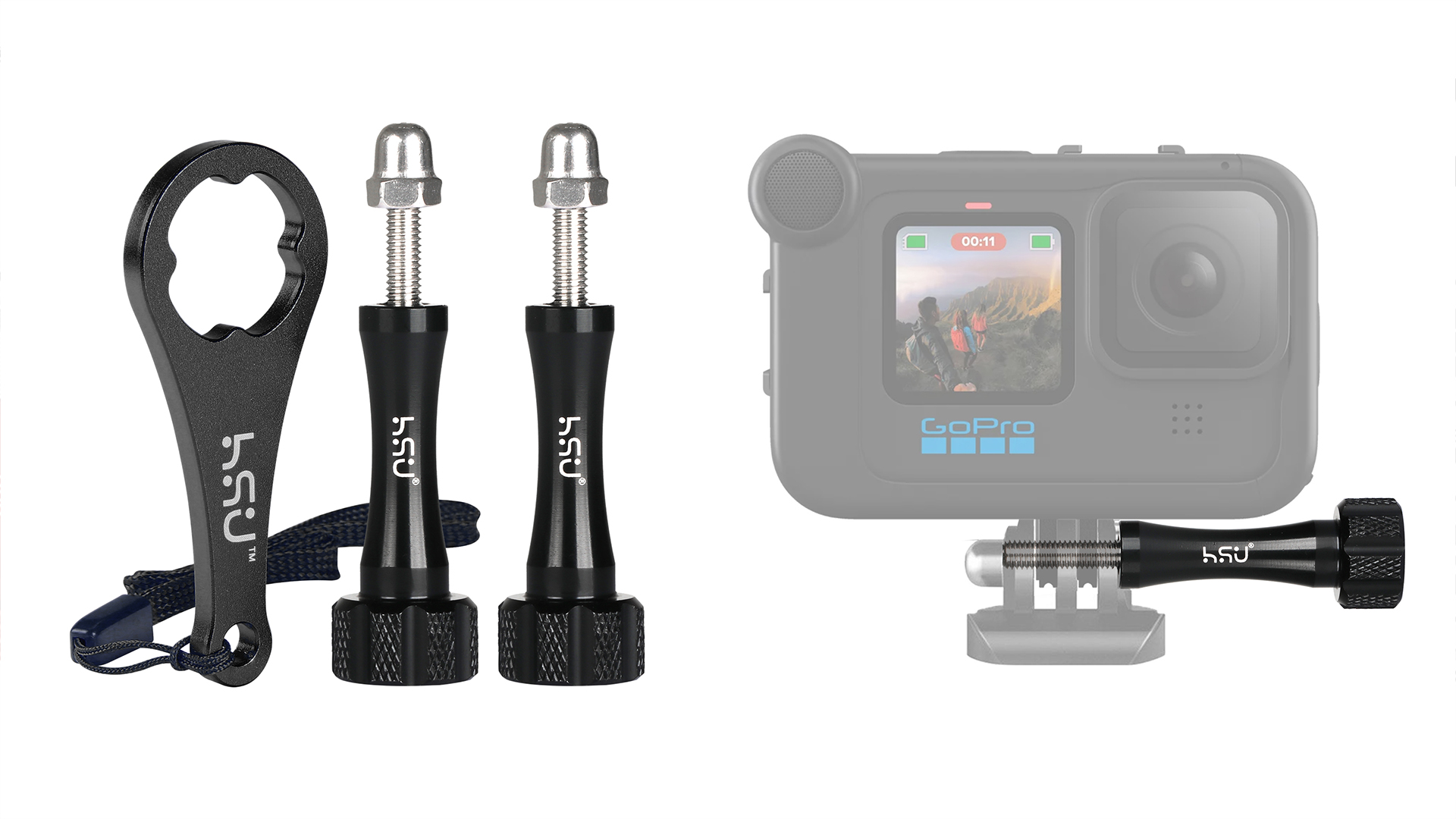 HSU 2 Viti Lunghe In Alluminio Per GoPro – Perfette Per Media Mod E Custodia Impermeabile (nero) - 5