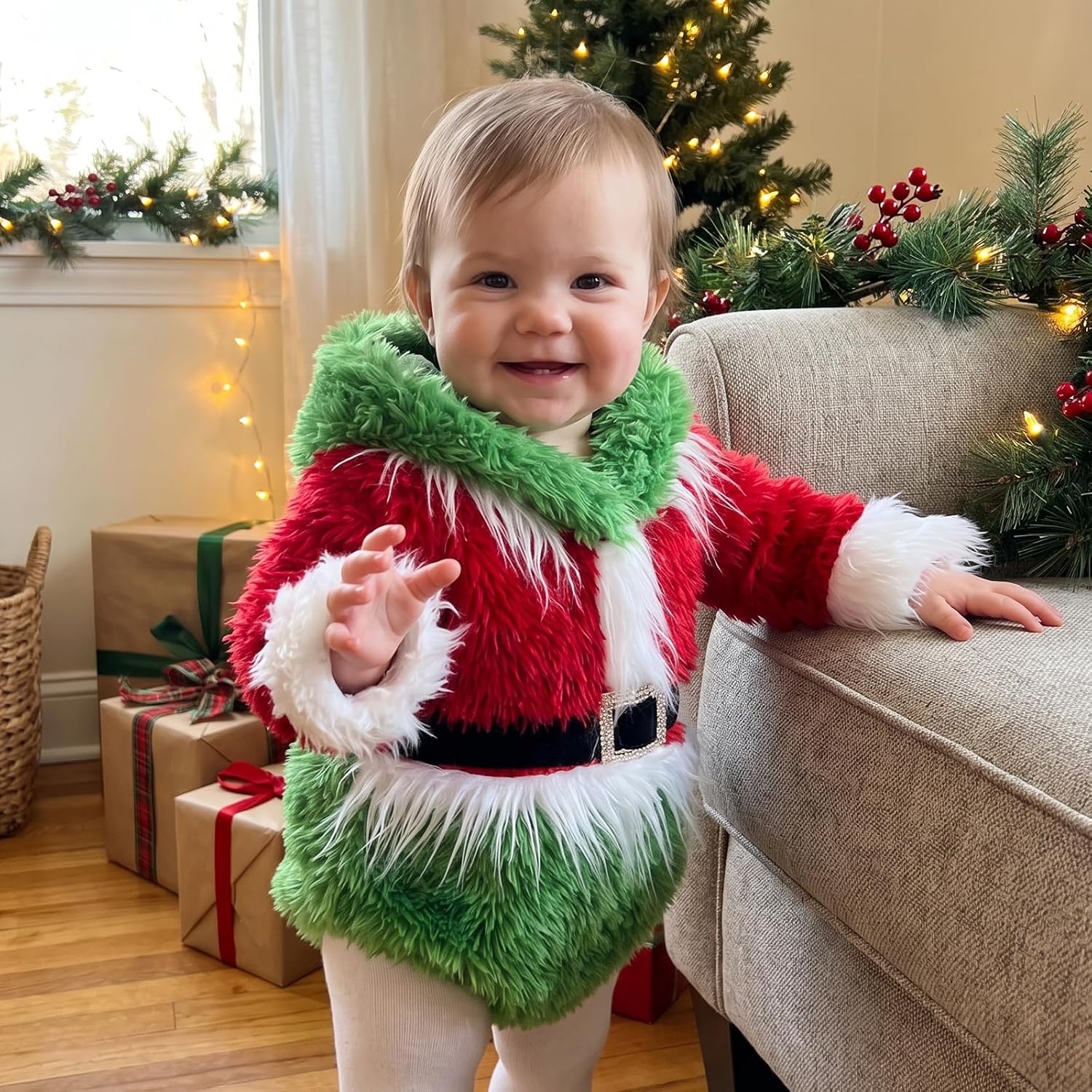 Baby Christmas Clothes Newborn Green Monster Romper