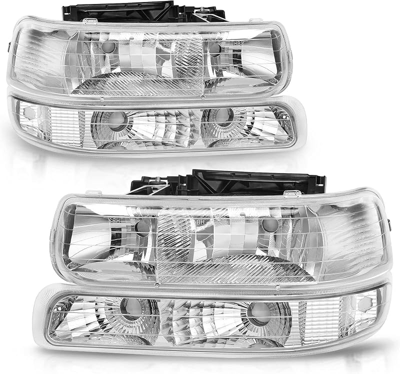 Conjunto de faróis AUTOSAVER88 Halógeno para Chevy Silverado, Suburban e Tahoe – Par