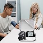 BOVKE Compact Hard Shell Case for OMRON Silver Upper Arm Blood Pressure Monitor BP5255 and Cuff, Portable Carrying Travel Case with Handle, Mesh Pocket for Cuff/Batteries/Charger, Black
