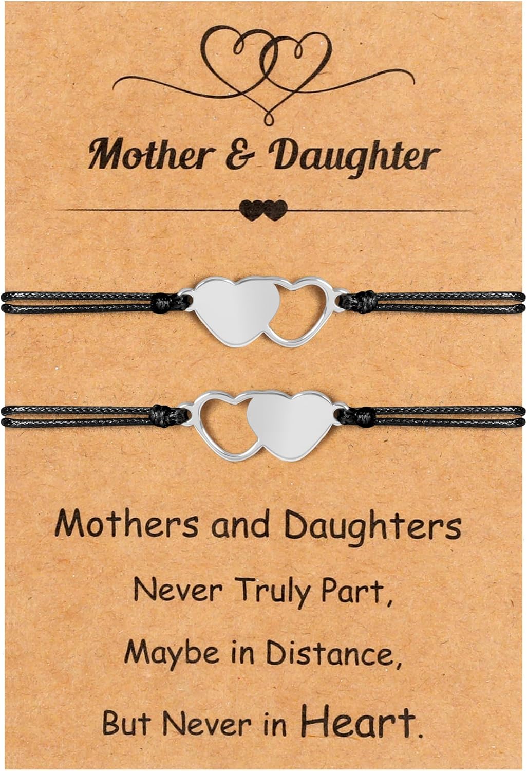 Christmas Gifts for Mom, Christmas Bracelets Adjustable Hearts Mother Daughter with Card, Love Mothers Day Gifts for Grandma Daughter Accessories
