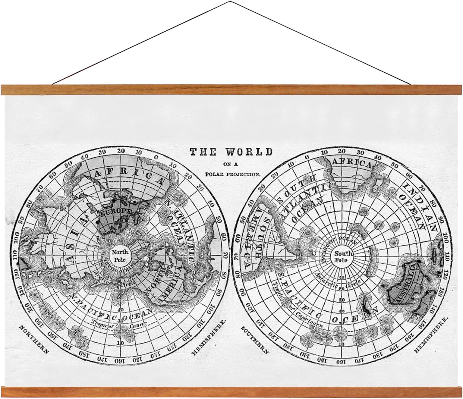 Lisol Magnetic Poster Wood Frame Magnet Hanger Light Wooden Frame for Picture, Scratch Off Map, Canvas, Prints Hanging Wall Art Install Free 91cm (Only Wooden Frame)