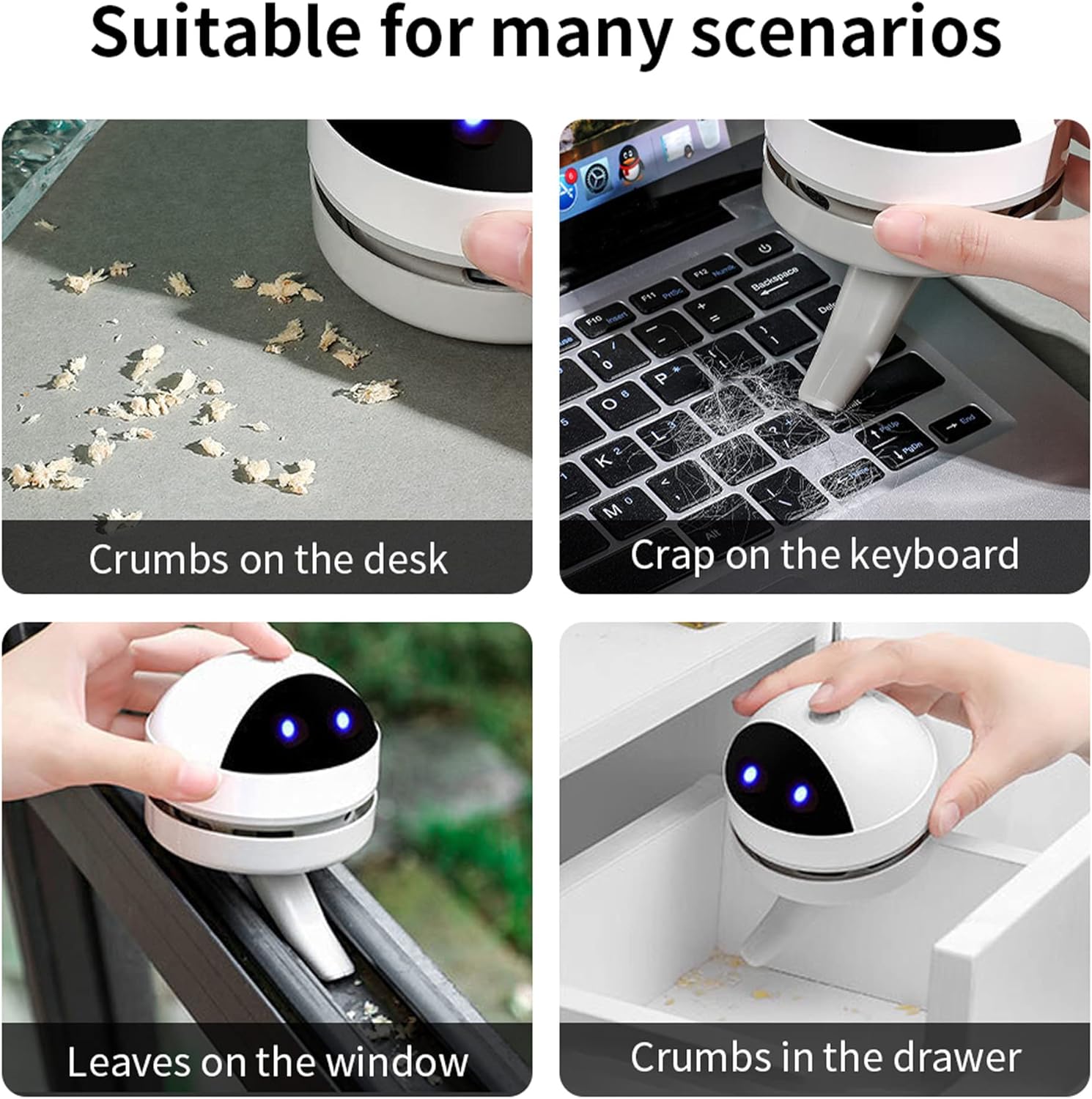 Desktop Vacuum Cleaner USB Charging with Vacuum Nozzle Cleaning Brush, Detachable Design & Portable Mini Table Dust Vaccum Cleaner, Best Cleaner for Cleaning Dust, Crumbs, Piano, Computer, Car Etc