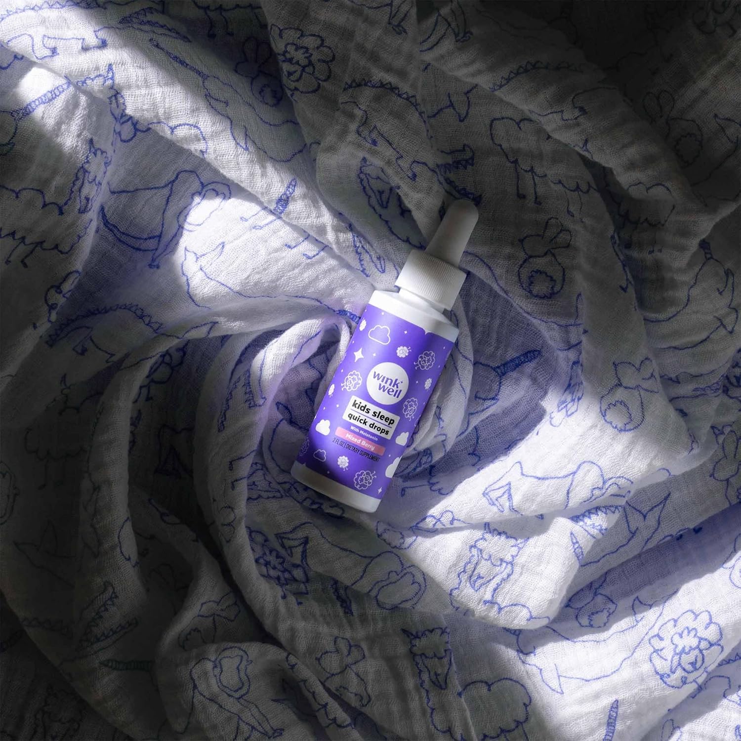 Wink Well Kids Liquid Melatonin Drops- Natural Sleep Drops for Toddlers and Teens Sleep Aid with 1mg Per Serving-Non-Addictive Children's Liquid Melatonin- 2 Oz