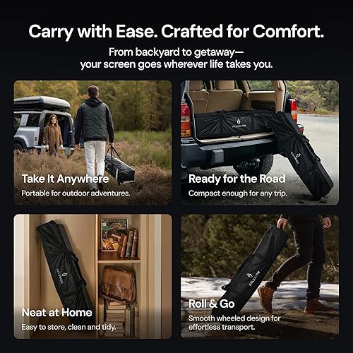 Miniatura 7 de 150" Pantalla de proyector para exterior con soporte – Configuración en 3 minutos, bolsa de transporte con ruedas, soporte para 4K/8K UHD,