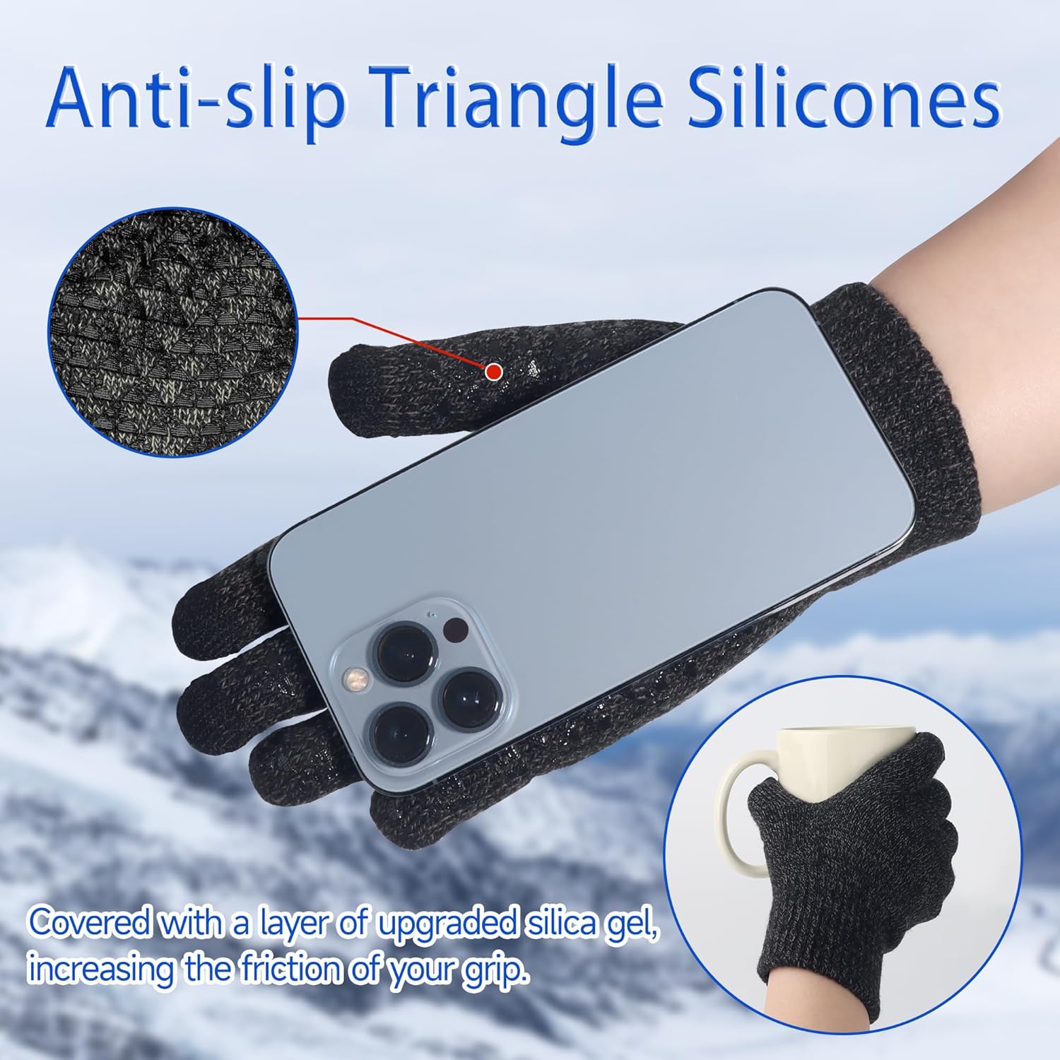 Scotamalone Winter Gloves for Men Women Winter Warm Touchs Screen Anti-Slip Gloves for Running Skiing Hiking - Image 4