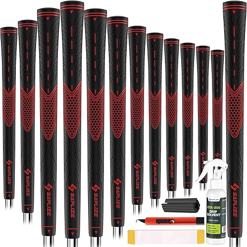 Miniatura 14 de SAPLIZE Set de empuñaduras de golf de 13 unidades, paquete con cinta o kit completo de regripping, tamaño jumbo / mediano / estándar / pequeño