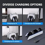 PS5 Controller Charging Station, PS5 Controller Charger Built-in Intelligent Protection Module and Charge Remind LED Bar with 5V/2A AC Adapter for Playstation 5 Dualsense Controller
