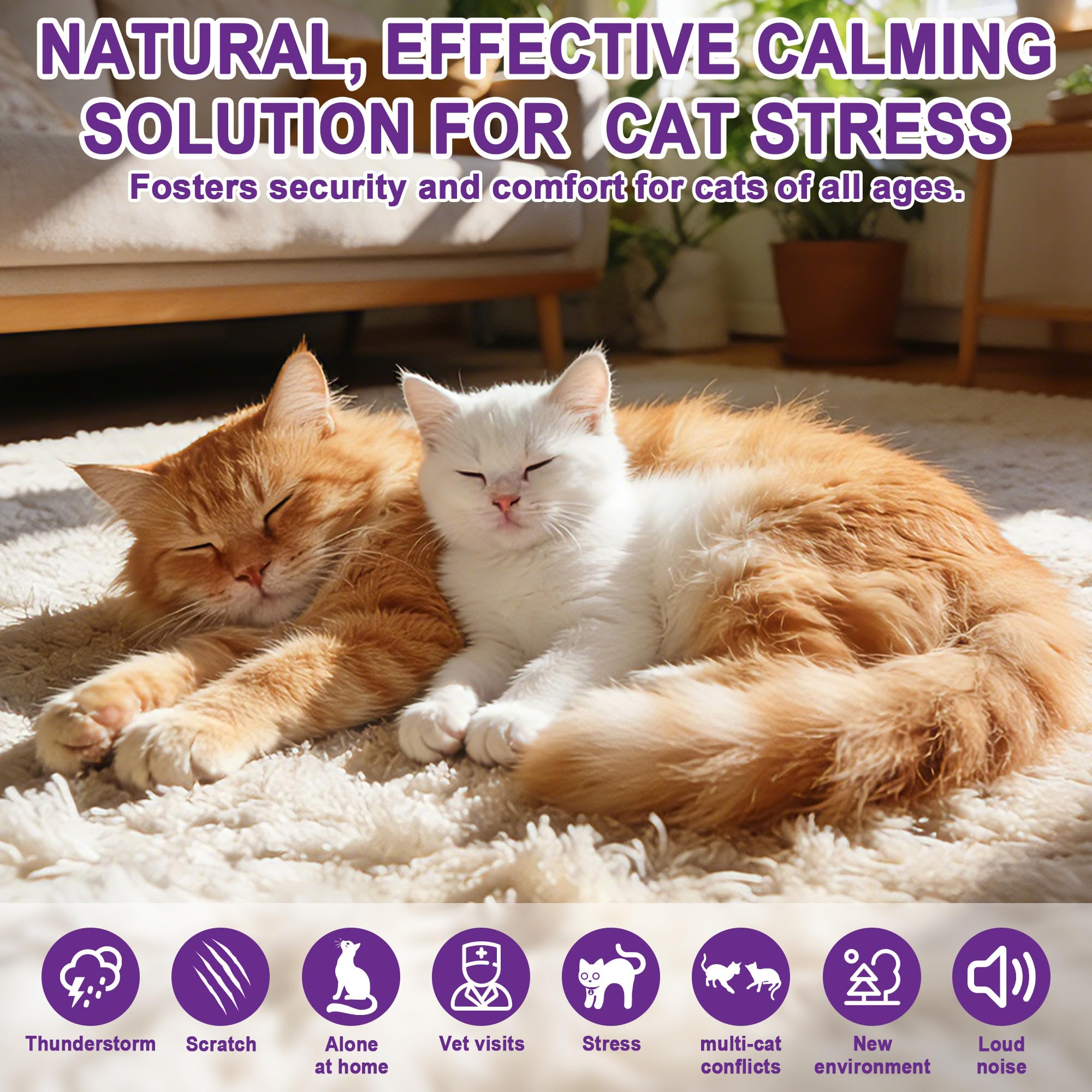 10-In-1 Katze beruhigende Pheromon Diffuser (2 Stecker in + 8 Refills), Entlastung Angst, Sturm Stress & Indoor Verhalten Unterstützung, Geruchlos sichere Formel, 240 Tag