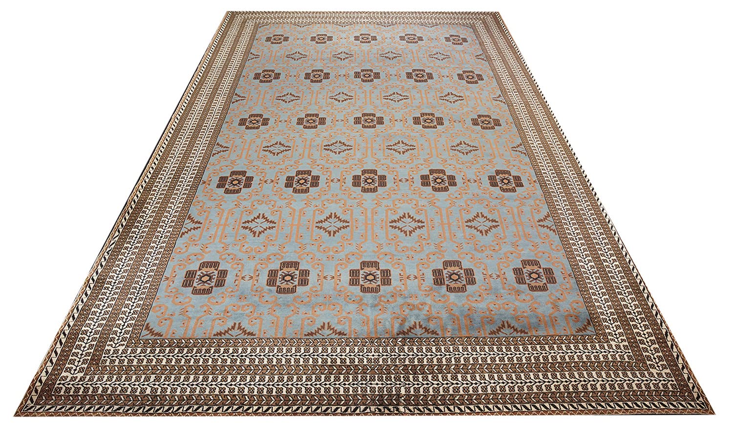 The Art Vedas Premium Hand-Knotted Blue Tribal 9 X 12 feet Wool Area Rug