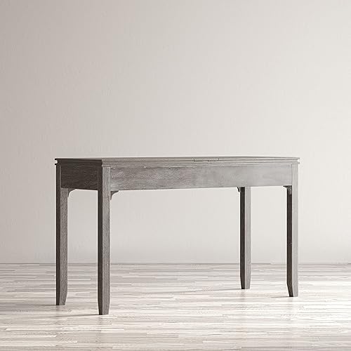 Miniatura 17 de Jofran Inc. Gramercy Chevron Mid-Century Moderno escritorio de carga USB de tres cajones Blanc,Platinado,Dark