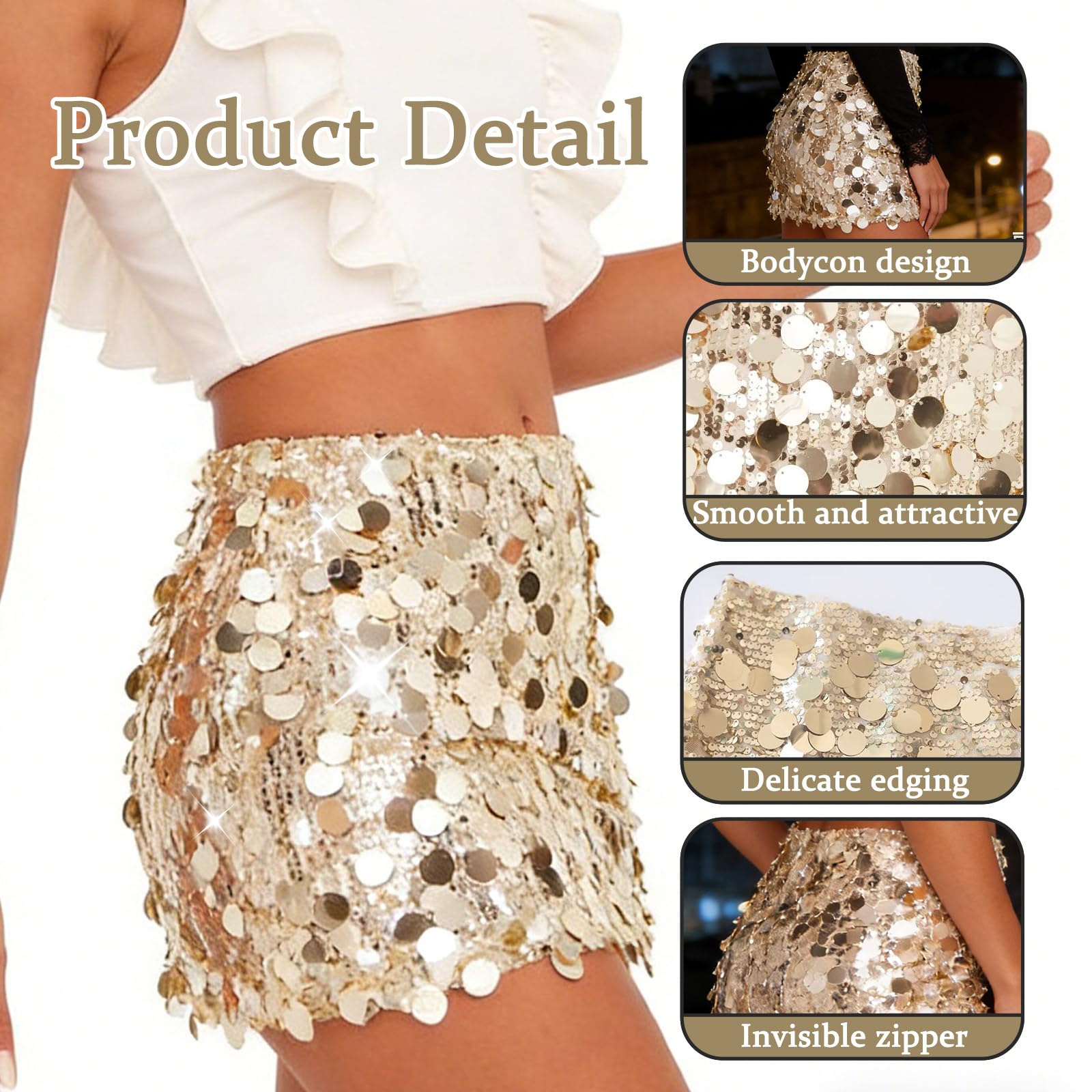Jupe à Paillettes pour Femme,Mini-Jupe Sexy,Jupes Femme Courte Brillante,Jupe à Sequins,aux Fêtes et Carnavals