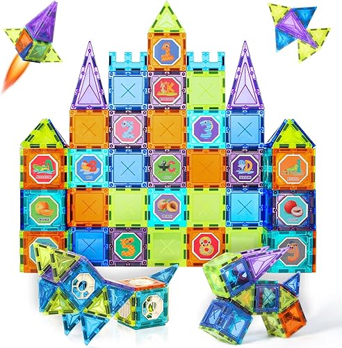 Azulejos magnéticos para niños de 4 a 8 años, juego de bloques de construcción de 88 piezas, juego de construcción de imanes, kit de construcción de