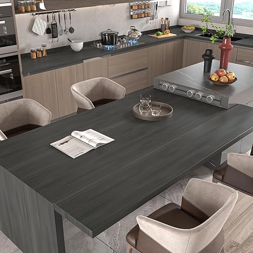 Miniatura 4 de Papel tapiz de madera gris oscuro para despegar y pegar, papel de contacto de grano de madera rústica para armarios, encimeras, autoadhesivo,